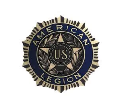 American Legion emblem with gold star, blue ring, and central US seal