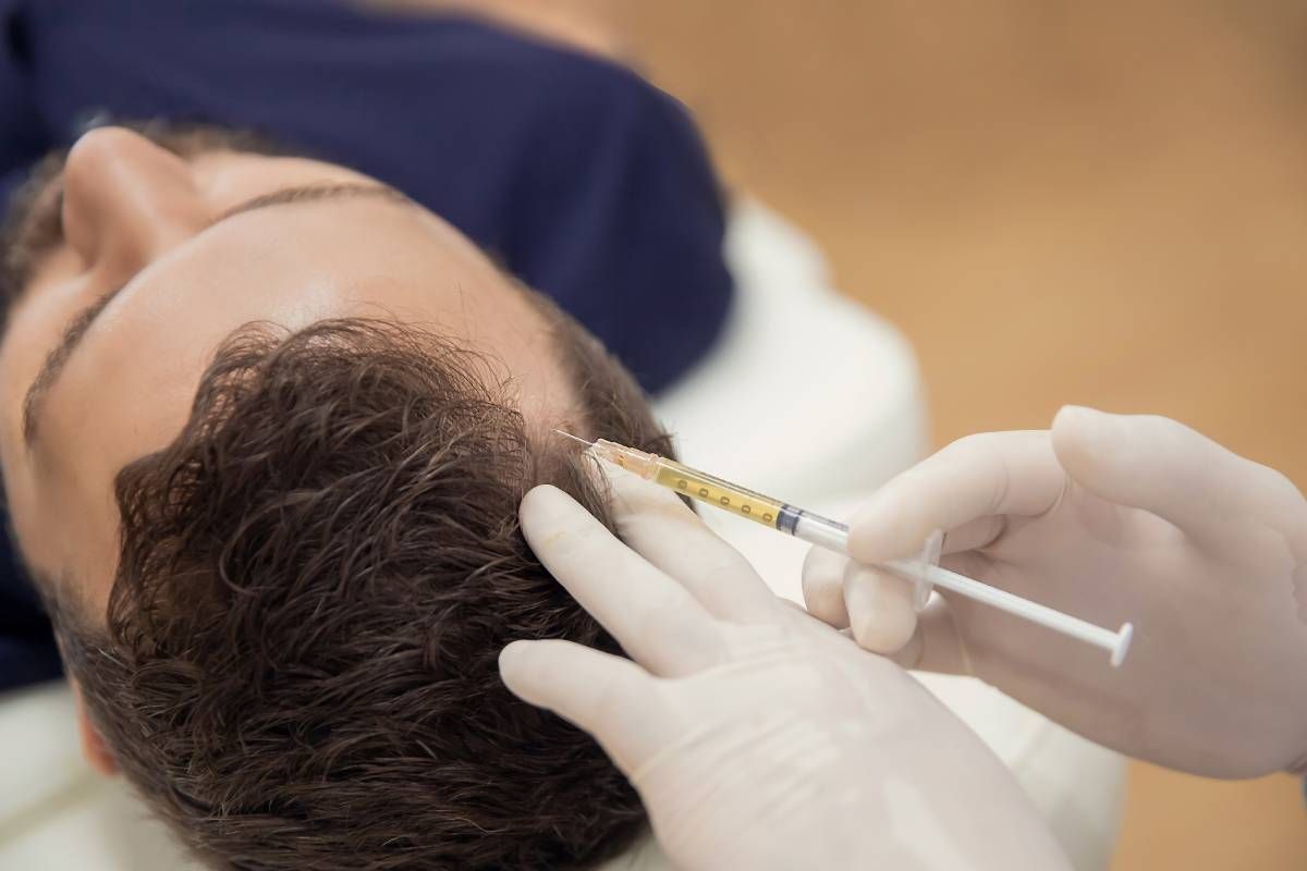 A patient receiving a platelet-rich plasma PRP procedure near Lexington, Kentucky (KY)