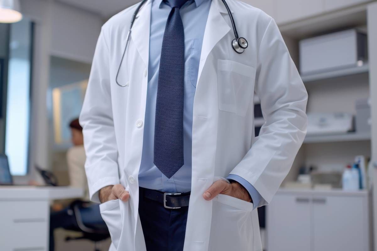 A concierge doctor standing in a neat clinical practice near Lexington, Kentucky (KY)