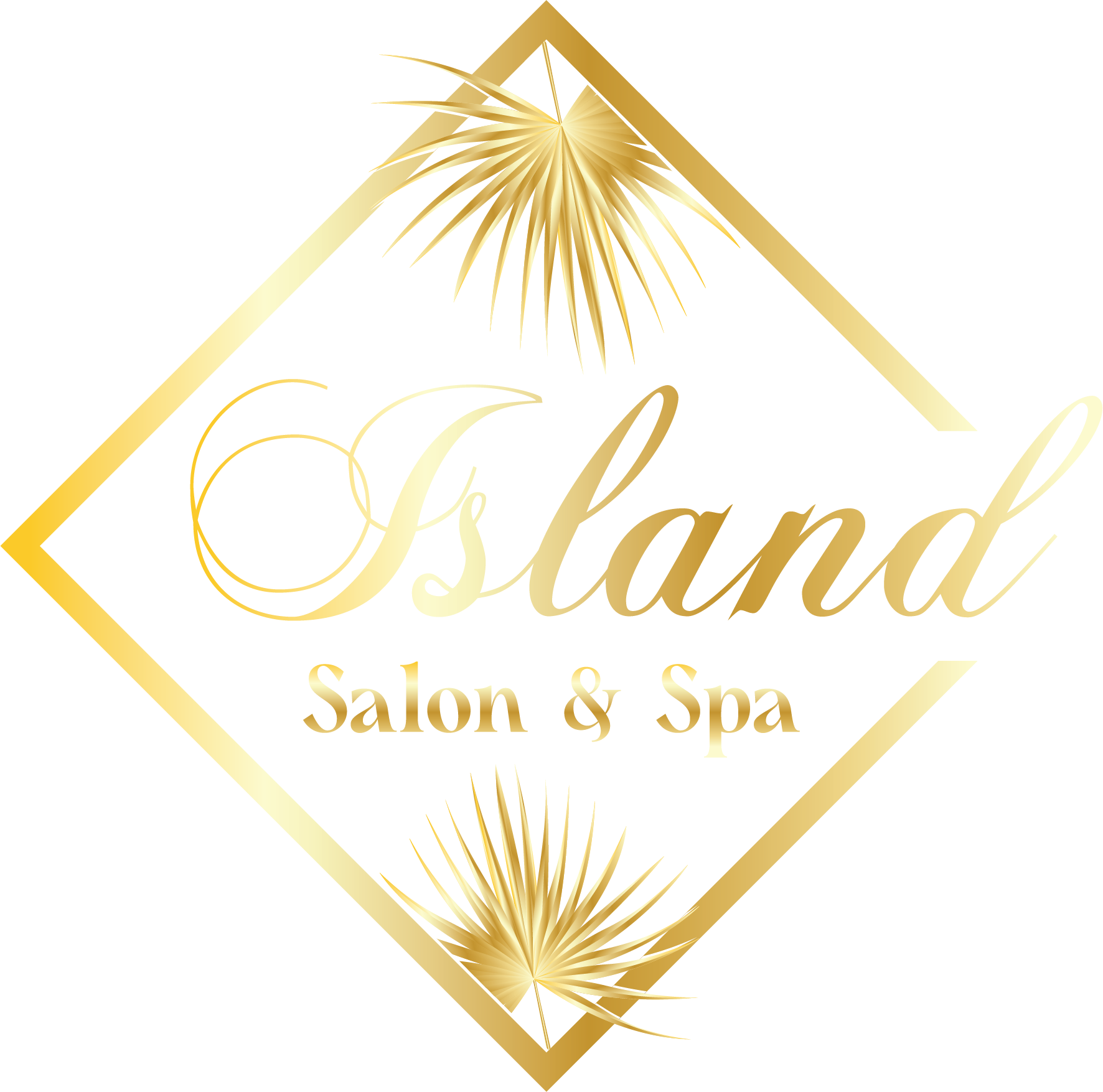 Island Salon logo in gold