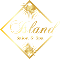 Island Salon logo in gold