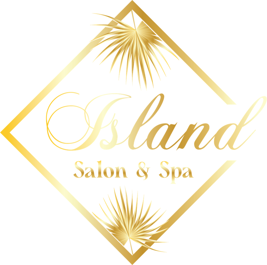 Island Salon logo in gold