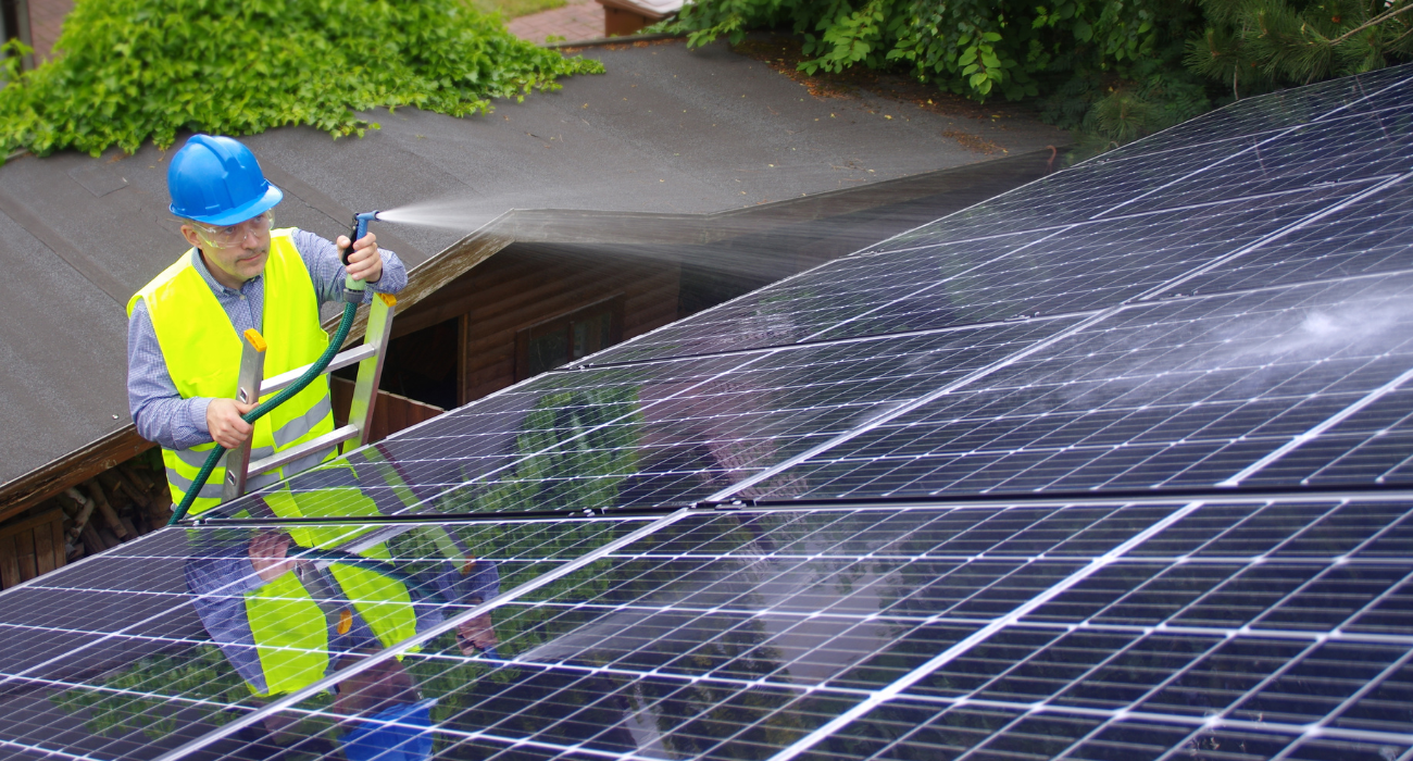 Cleaning a solar panel
