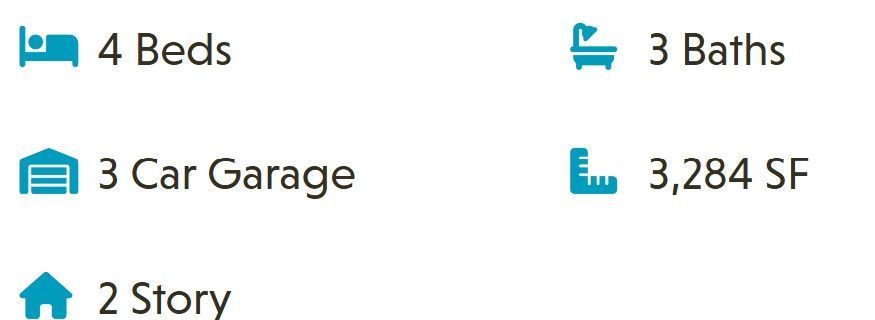 House details: 4 beds, 3 baths, 3 car garage, 3,045 SF, 1 story.