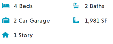 House details: 4 beds, 3.5 baths, 2 car garage, 2,511 SF, 2 story.