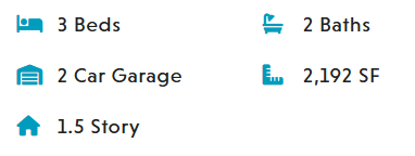Information about a house: 4 beds, 3 baths, 2 car garage, 2,972 sq ft, 2 story.