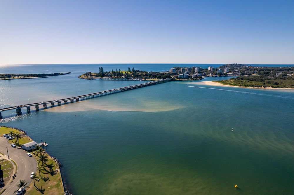 An Aerial View Of A Bridge Over A Body Of Water — Dependable Locksmiths In Tuncurry, NSW