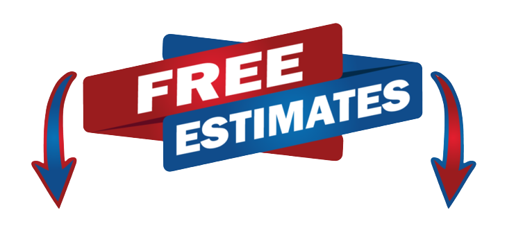 A free estimates sign with two arrows pointing down.