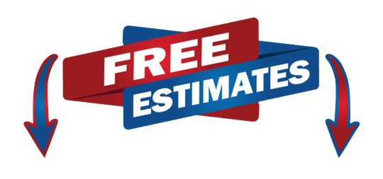 A free estimates sign with two arrows pointing down.