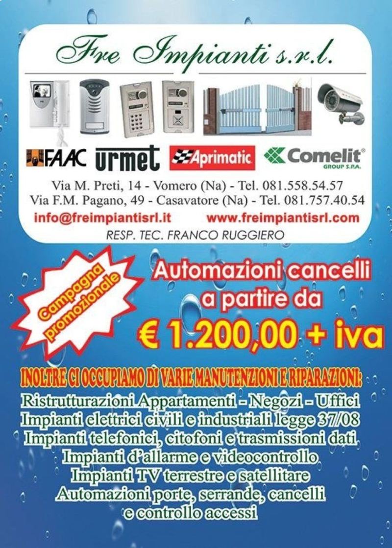 Locandina promozionale cancelli automatici a Napoli