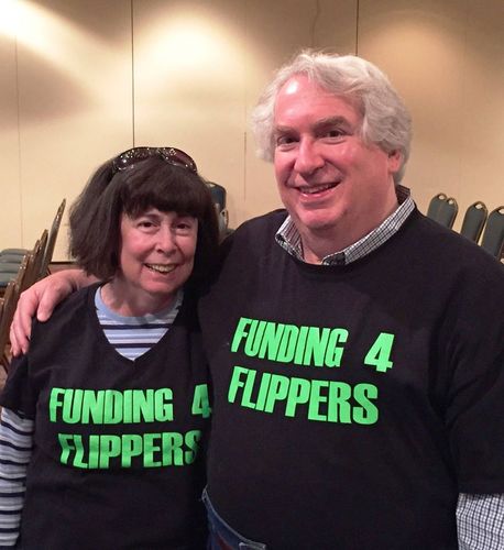 Picture of Don Brown with his wife wearing Funding  4 Flippers shirts on