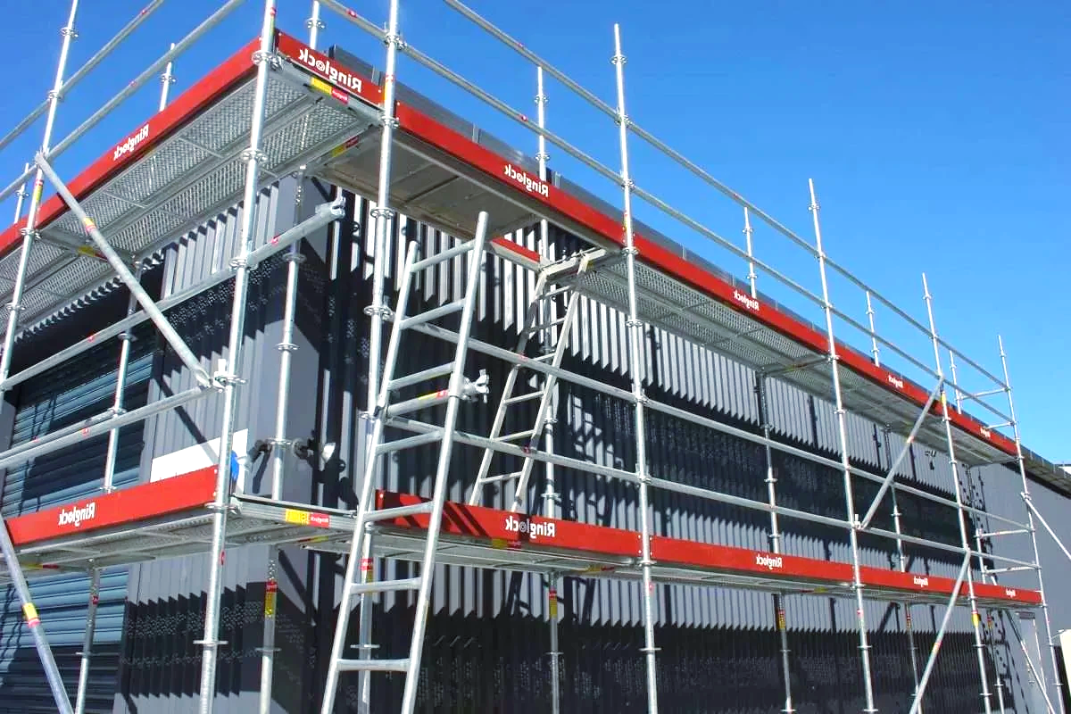 A large building with scaffolding on the side of it.