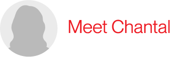 A logo for meet chantal with a silhouette of a person in a circle.