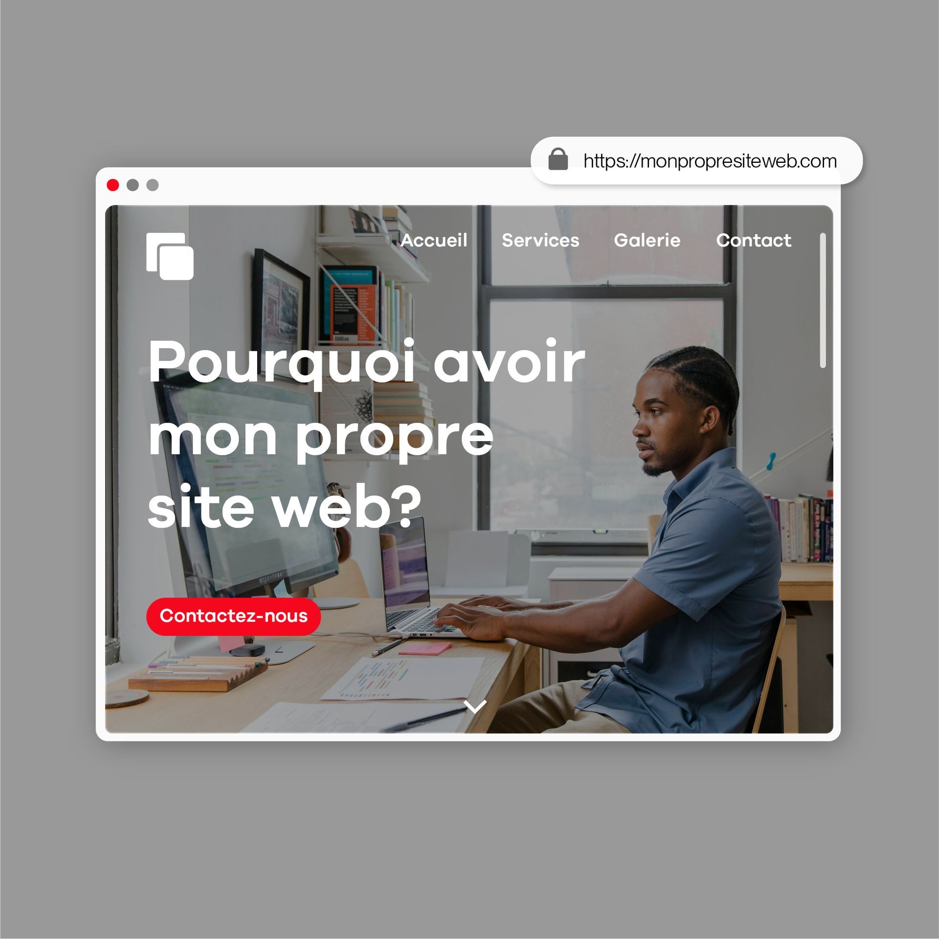 Un homme est assis à un bureau en utilisant un ordinateur portable.
