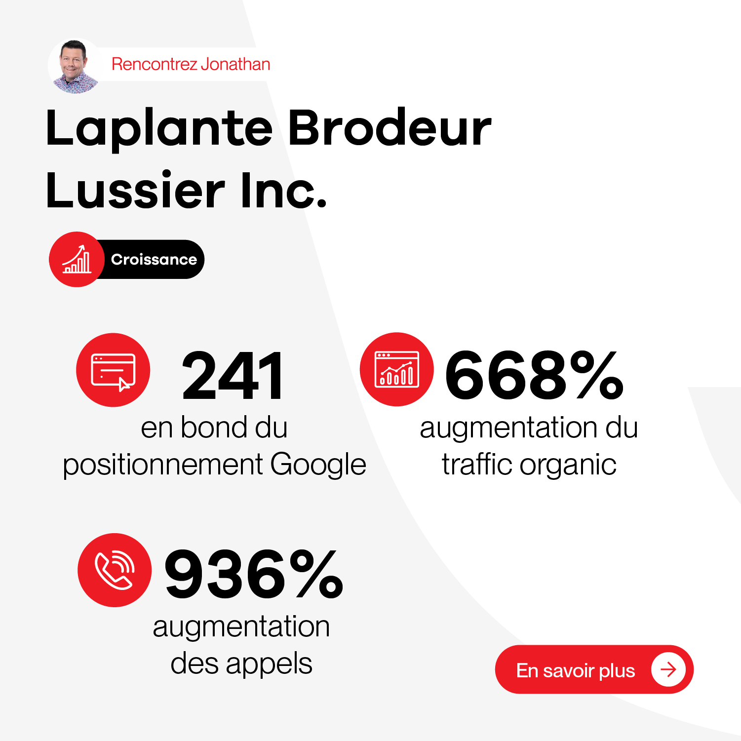 Une capture d'écran d'un site Web de laplante brodeur lussier inc.
