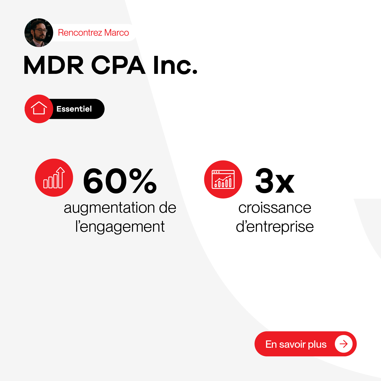 Une capture d'écran d'un site Web de mdr cpa inc.