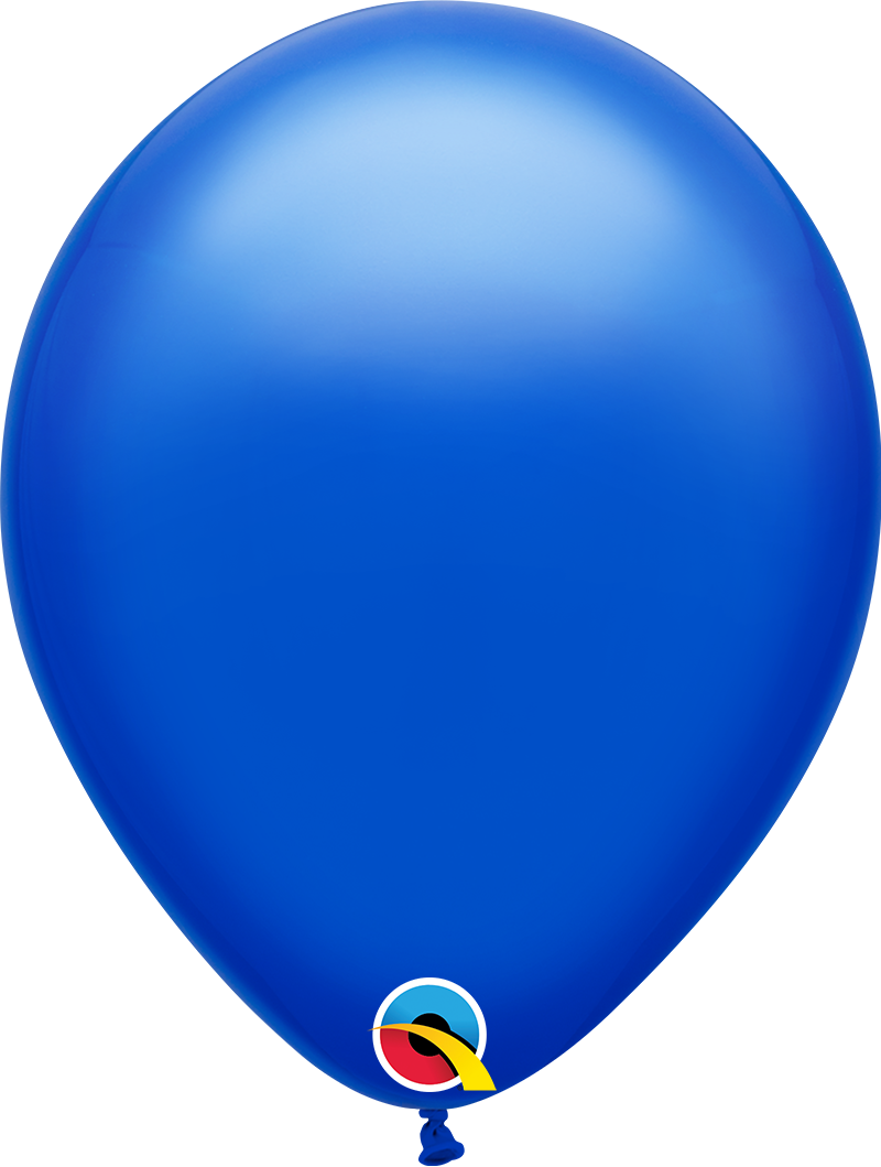 A blue balloon with a qualatex logo on it