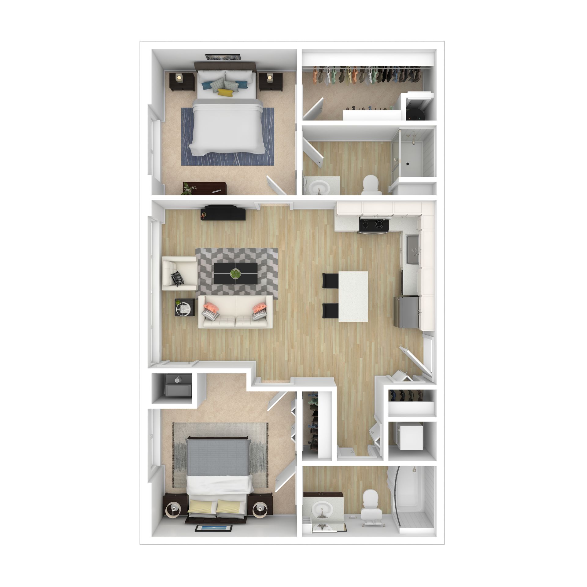 2 bedrooms 2 bathrooms floor plan