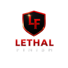 Lethal Finish logo: Red text on black, shield icon with "LF" inside.