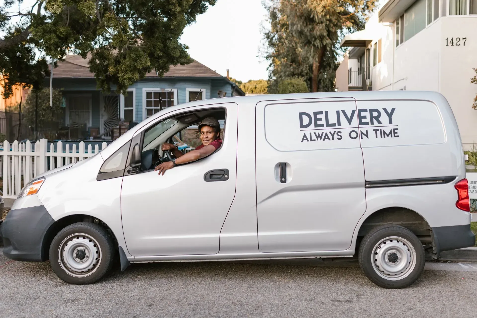 Silver delivery van with
