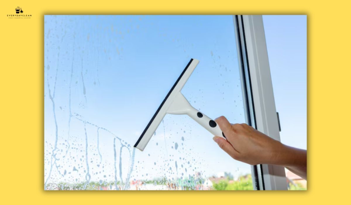 cleaner wiping window sill and tracks