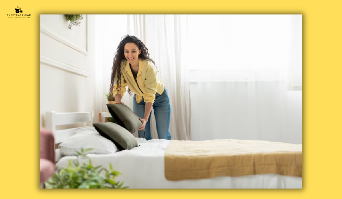 cleaning bedroom dusting furniture
