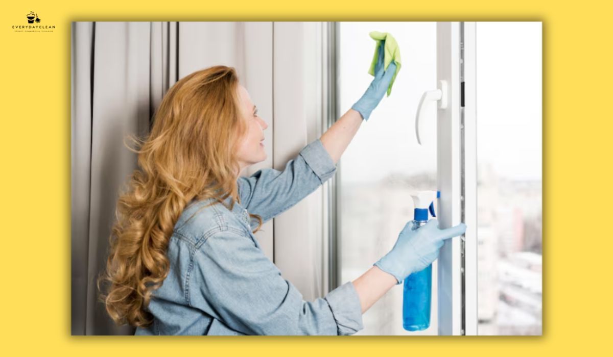 cleaning glass windows inside home