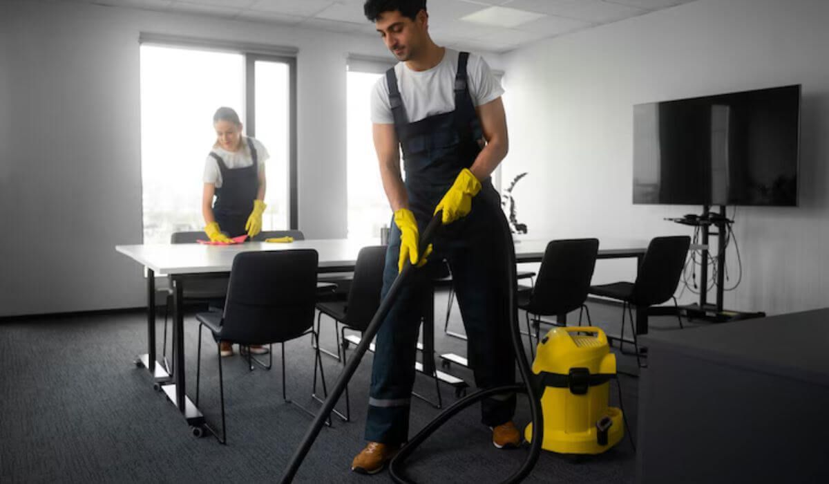 commercial cleaning office workers