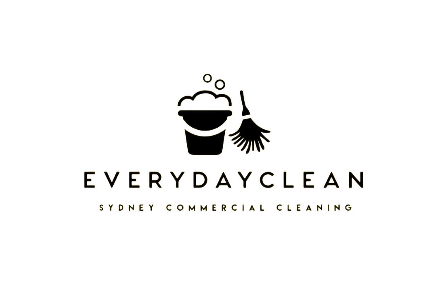 Logo for EverydayClean, featuring a bucket of suds and broom. Text: 