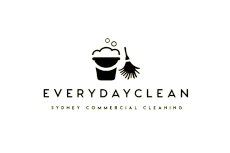 Logo for EverydayClean, featuring a bucket of suds and broom. Text: