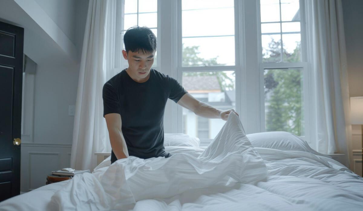 morning routine tidy bed