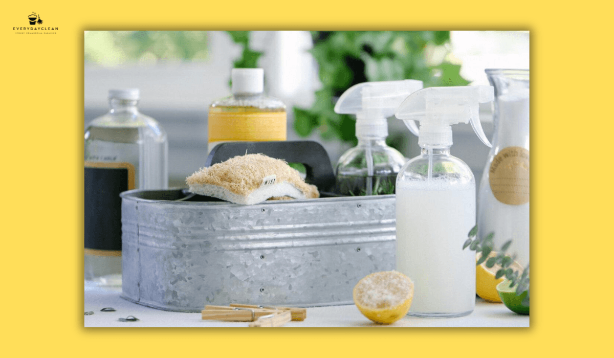 natural cleaning products kit with essential eco cleaning supplies

