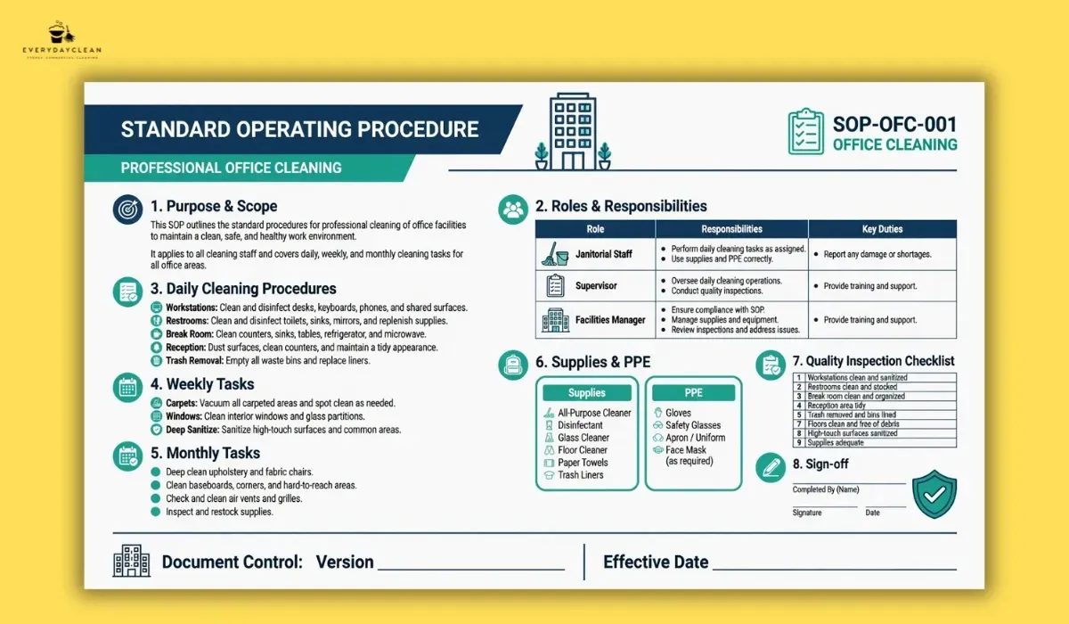 Office Cleaning SOP: Template, Duties and Procedures