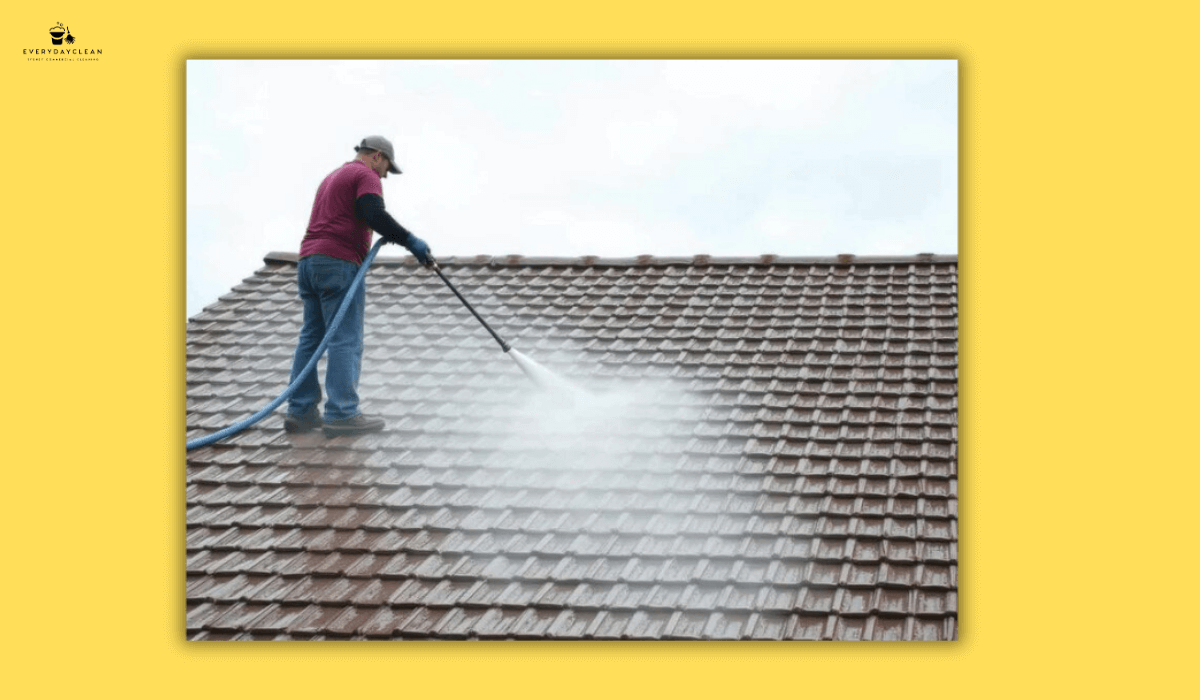  Removing loose debris as part of the best way to clean a Colorbond roof.
