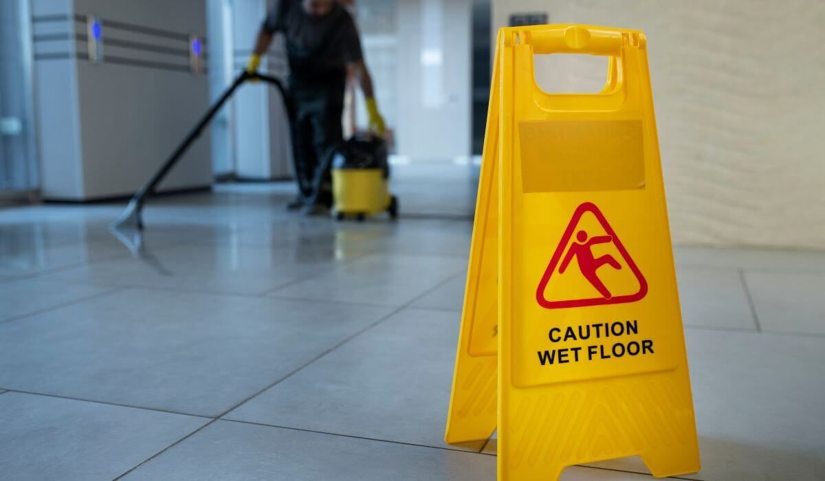 slippery floor cleaning office wet sign