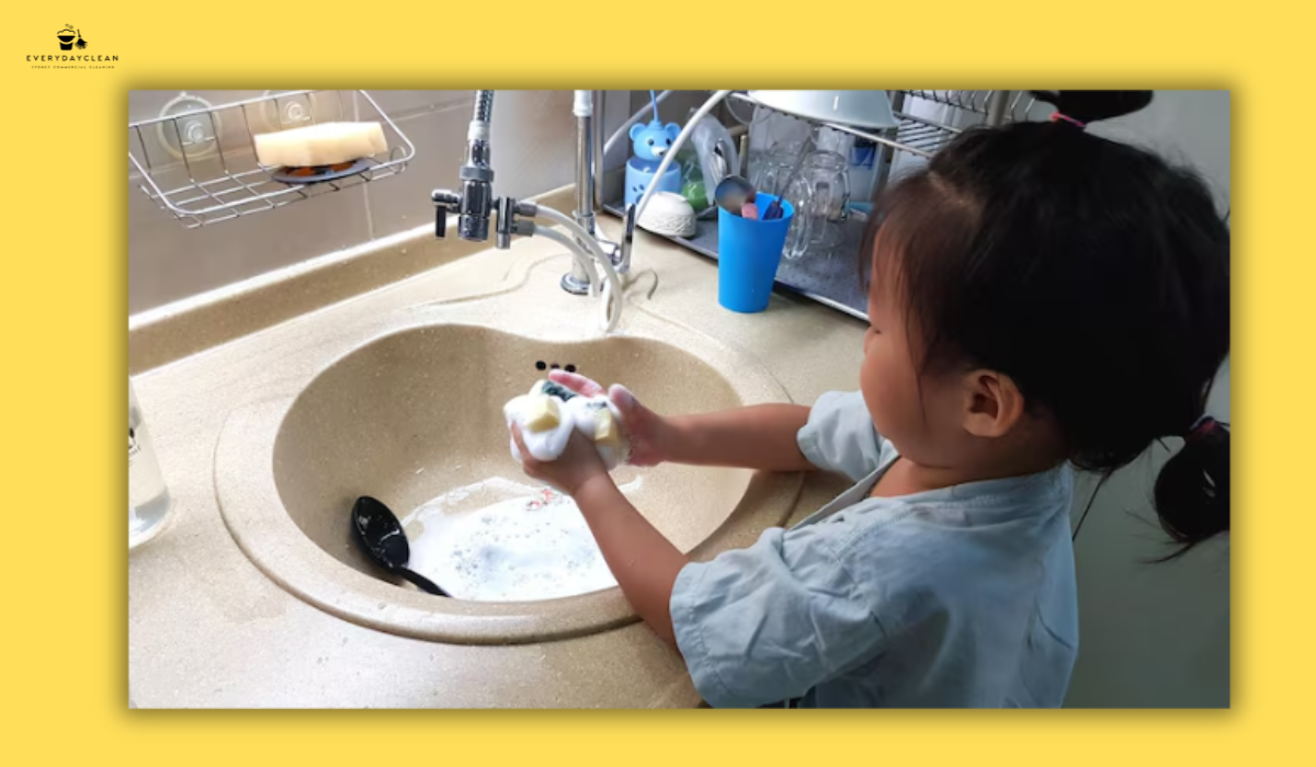 staff following hygiene routine childcare