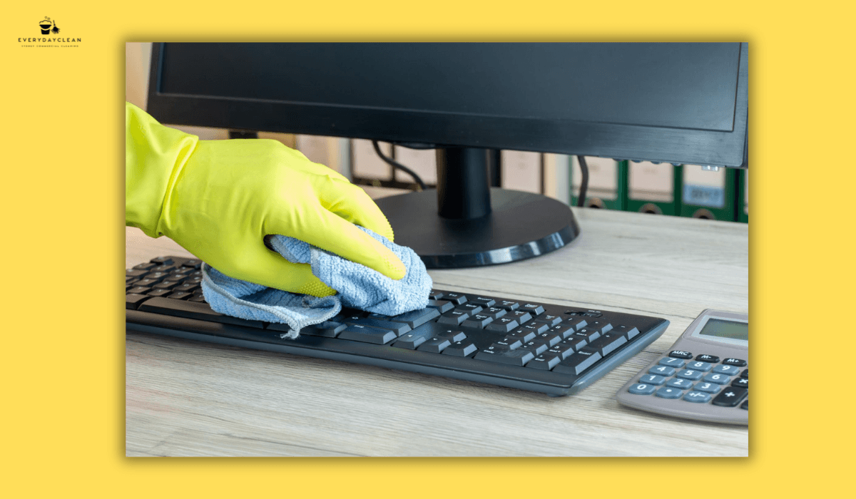 workstations as critical areas of the office that need cleaning regularly

