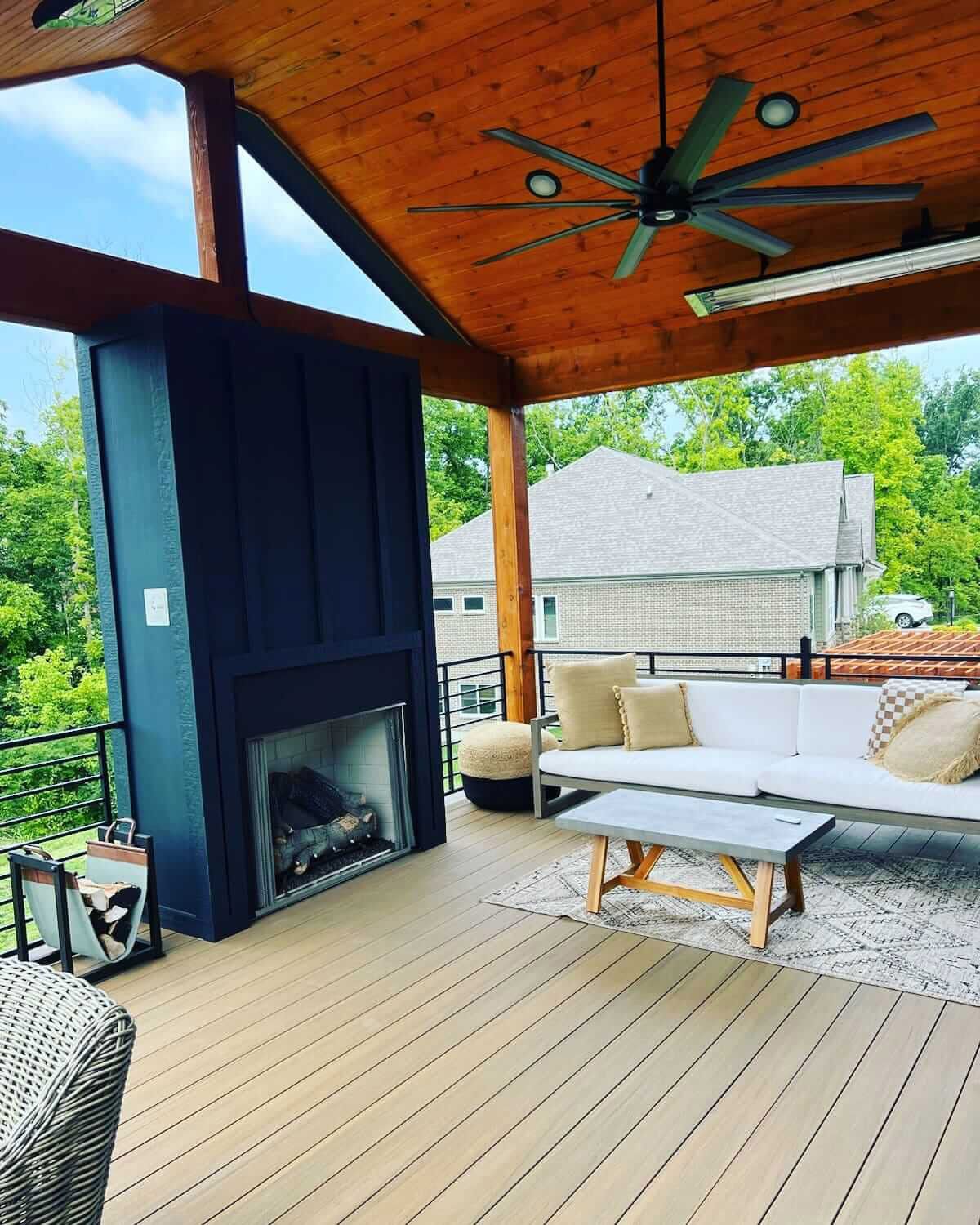 Wooden Deck with Fireplace