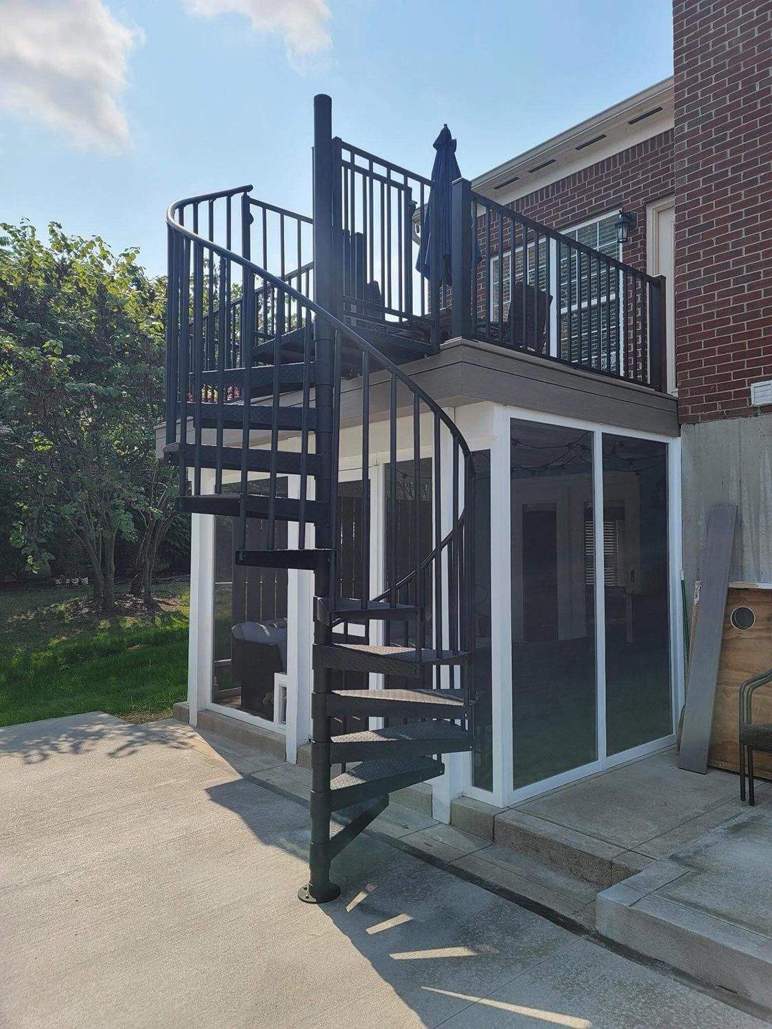 An Outdoor Black Spiral Staircases