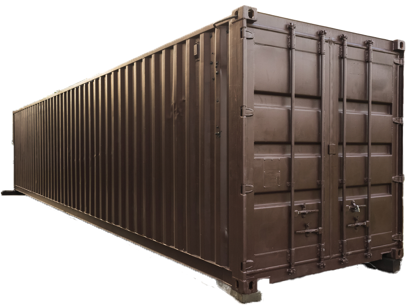 A Large Brown Shipping Container With a White Background — Buck Removals & Storage in Cowra, NSW