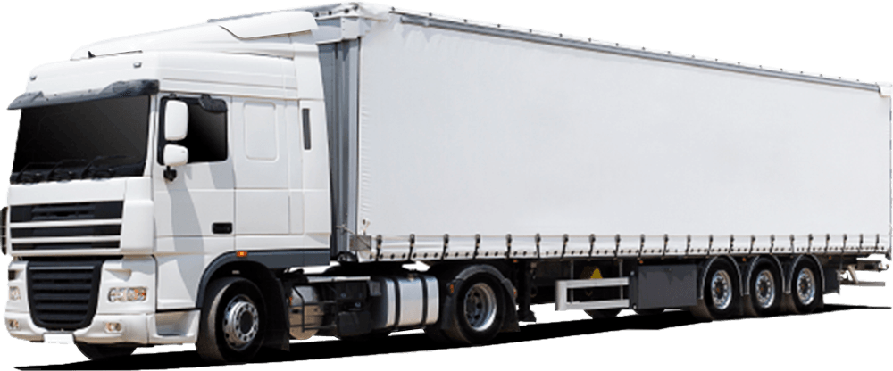 A White Semi Truck With a Trailer on a White Background — Buck Removals & Storage in Young, NSW