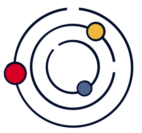 Ein Kreis mit drei Punkten darin auf weißem Hintergrund.