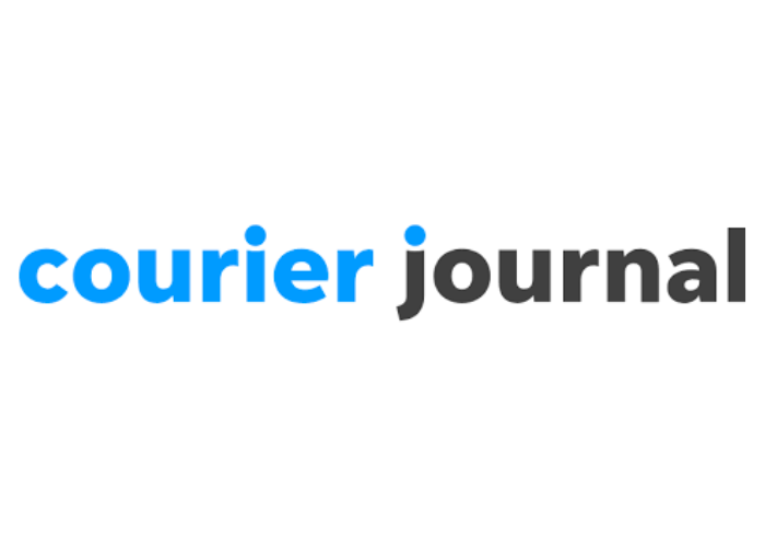 Courier Journal logo in blue and dark gray text on a white background