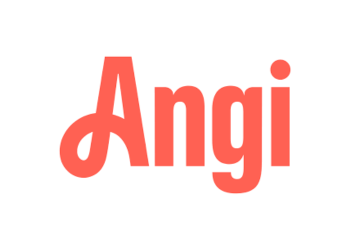 Orange Angi logo on a white background