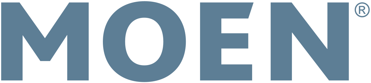 MOEN logo in blue-gray letters on a white background