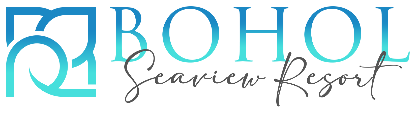 Bohol Seaview Resort logo in blue with stylized wave icon and cursive text
