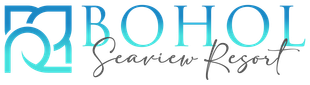 Bohol Seaview Resort logo in blue with stylized wave icon and cursive text