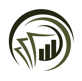 A green circle with a graph inside of it.