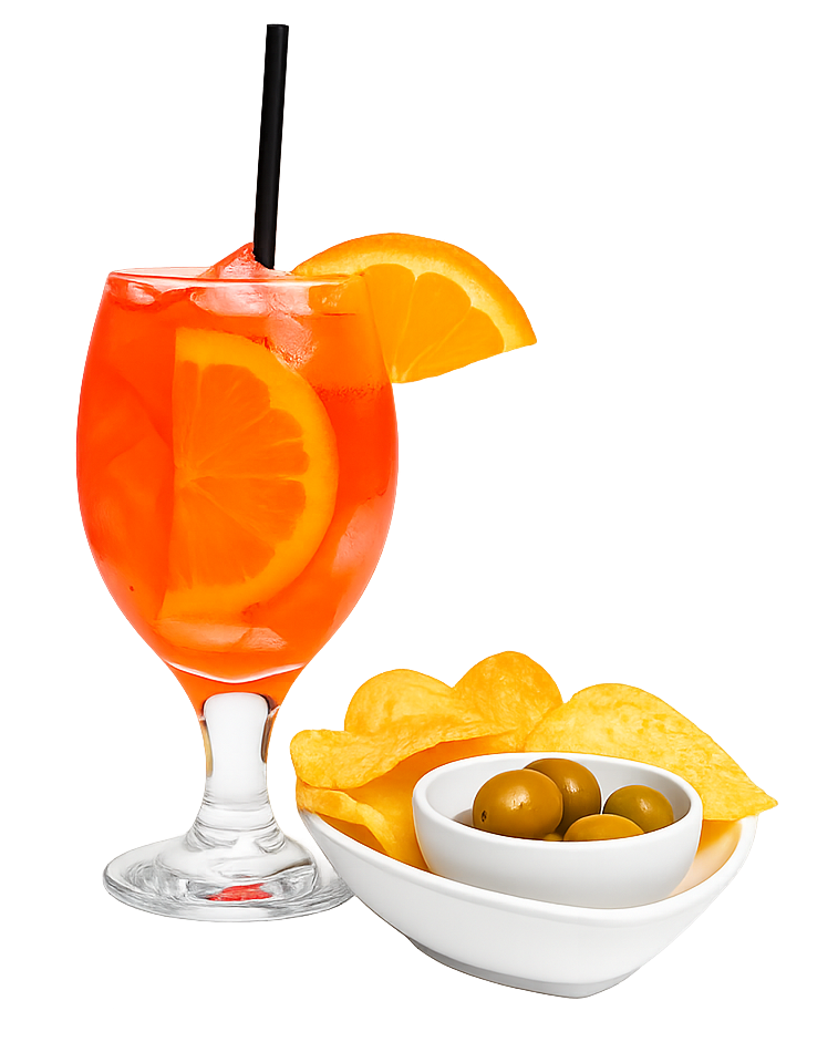 Hamburger, patatine fritte e una bibita rossa con cannuccia.