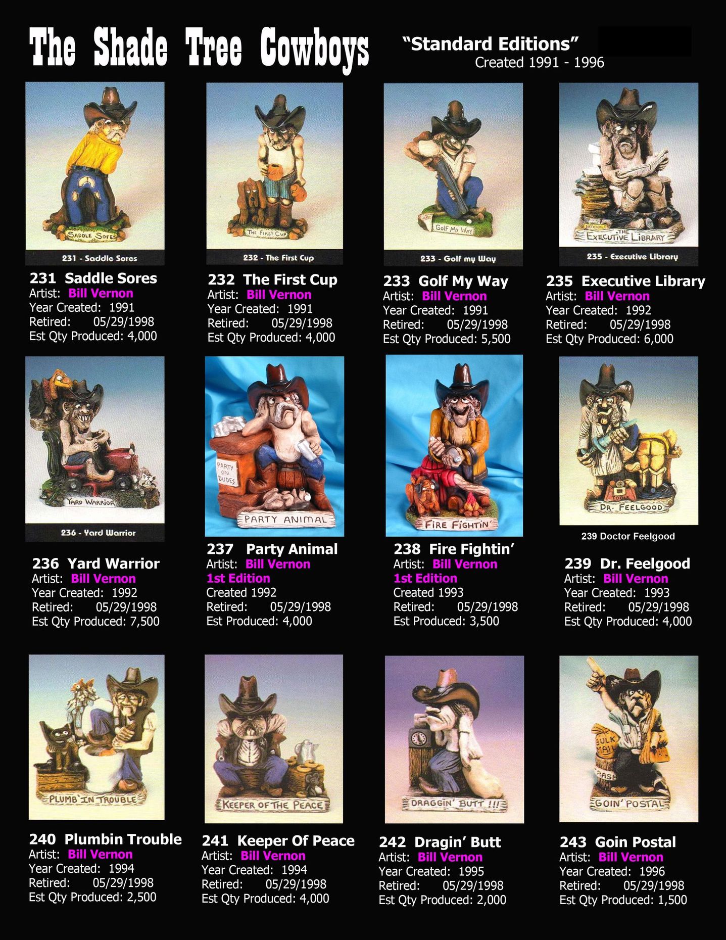 shade tree cowboys by bill vernon standard editions created 1991-1996